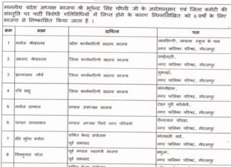 भाजपा की बड़ी कार्रवाई मनोज श्रीवास्तव सहित 14 लोगों को पार्टी से 6 साल के लिए किया निष्कासित