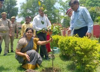 कलेक्ट्रेट उद्यान में जिलाधिकारी दिव्या मित्तल ने किया पौधरोपण