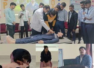 एपेक्स फार्मेसी एवं नर्सिंग कॉलेज द्वारा एनबीईएमएस सीपीआर प्रशिक्षण