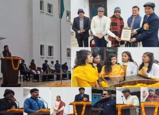 विकसित भारत पर प्रकाश डालते हुए एपेक्स ट्रस्ट प्रांगण मे ध्वजारोहण