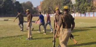 अराजक तत्वों से निपटने को पुलिस बल ने किया शक्ति प्रदर्शन