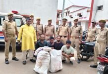 13 लाख के गांजे के साथ 5 अंतरजनपदीय तस्कर गिरफ्तार, 26 किलो गांजा व 3 बाइक बरामद