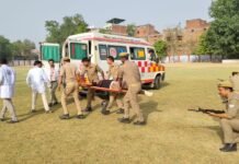 मीरजापुर पुलिस ने किया दंगा नियंत्रण मॉक ड्रिल का पूर्वाभ्यास