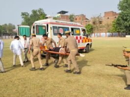 मीरजापुर पुलिस ने किया दंगा नियंत्रण मॉक ड्रिल का पूर्वाभ्यास