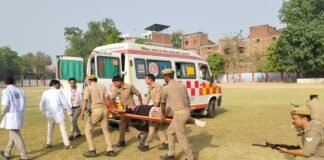 मीरजापुर पुलिस ने किया दंगा नियंत्रण मॉक ड्रिल का पूर्वाभ्यास
