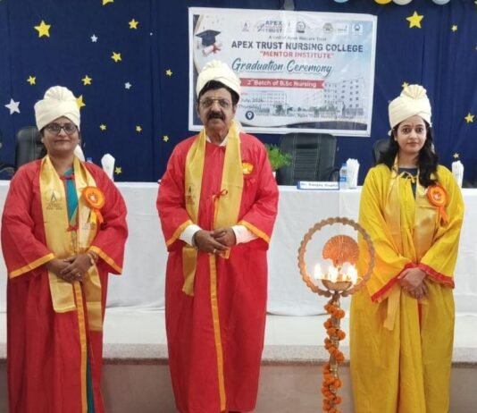 एपेक्स ट्रस्ट नर्सिंग कॉलेज, चुनार में द्वितीय बी.एससी. नर्सिंग बैच का भव्य दीक्षांत समारोह संपन्न*