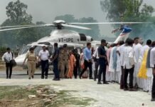 योगी आदित्यनाथ के हेलीकॉप्टर का रंग बदला