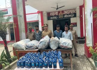 मीरजापुर में 1200 शीशी अवैध शराब बरामद, तीन अंतरराज्यीय तस्कर गिरफ्तार