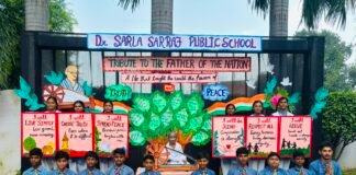 डॉ. सरला सर्राफ पब्लिक स्कूल, मीरजापुर में हर्षोल्लास एवं श्रद्धा के साथ मनाई गई गांधी जयंती*