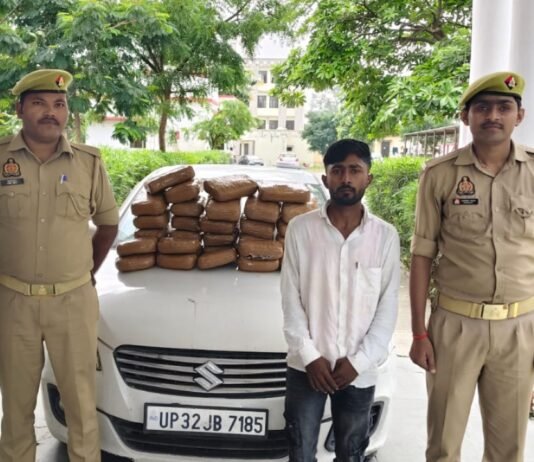मिर्जापुर में 32 किलो गांजा के साथ एक गिरफ्तार, तस्करी में प्रयुक्त चार पहिया वाहन बरामद